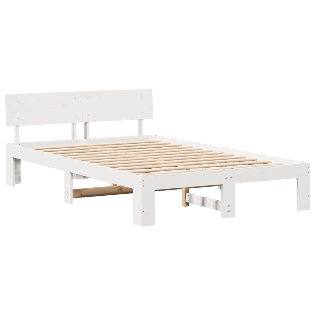 vidaXL Σκελετός Κρεβατιού Λευκό 140 x 190 cm Στερεά ξυλεία πεύκου