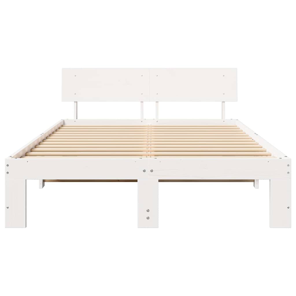 vidaXL Σκελετός Κρεβατιού Λευκό 140 x 190 cm Στερεά ξυλεία πεύκου