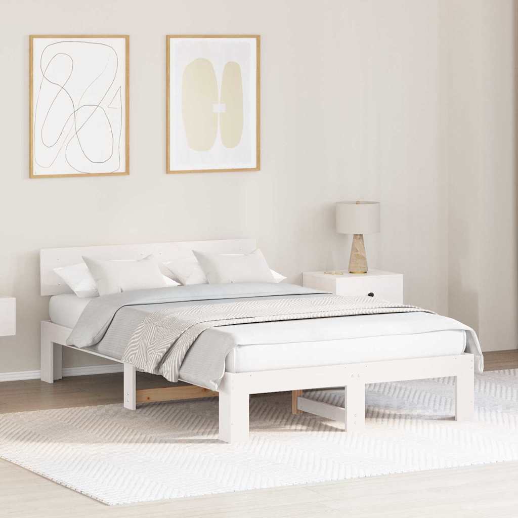 vidaXL Σκελετός Κρεβατιού Λευκό 120 x 190 cm Στερεά ξυλεία πεύκου