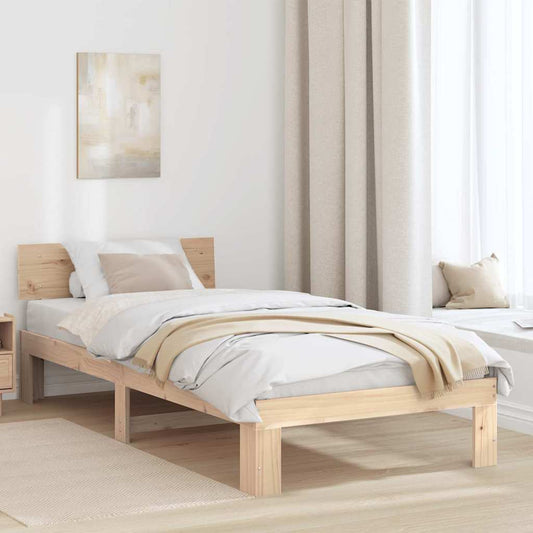 vidaXL Σκελετός Κρεβατιού Φυσικό 90 x 190 cm Στερεά ξυλεία πεύκου