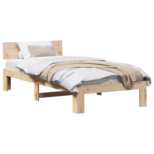 vidaXL Σκελετός Κρεβατιού Φυσικό 90 x 190 cm Στερεά ξυλεία πεύκου