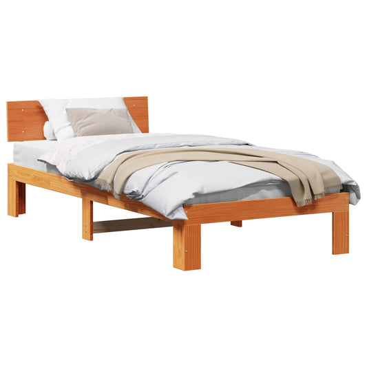 vidaXL Σκελετός Κρεβατιού Κερωτό καφέ 75 x 190 cm Στερεά ξυλεία πεύκου