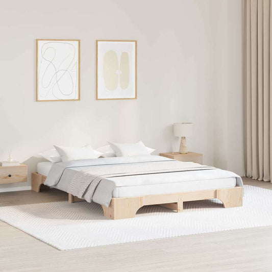 vidaXL Σκελετός Κρεβατιού Φυσικό 150 x 200 cm Στερεά ξυλεία πεύκου