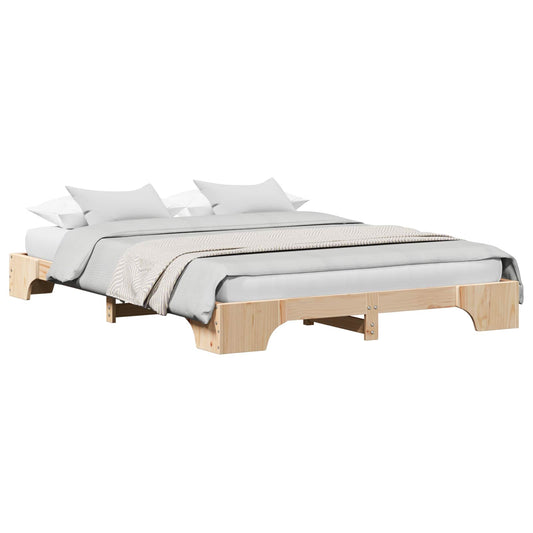 vidaXL Σκελετός Κρεβατιού Φυσικό 150 x 200 cm Στερεά ξυλεία πεύκου