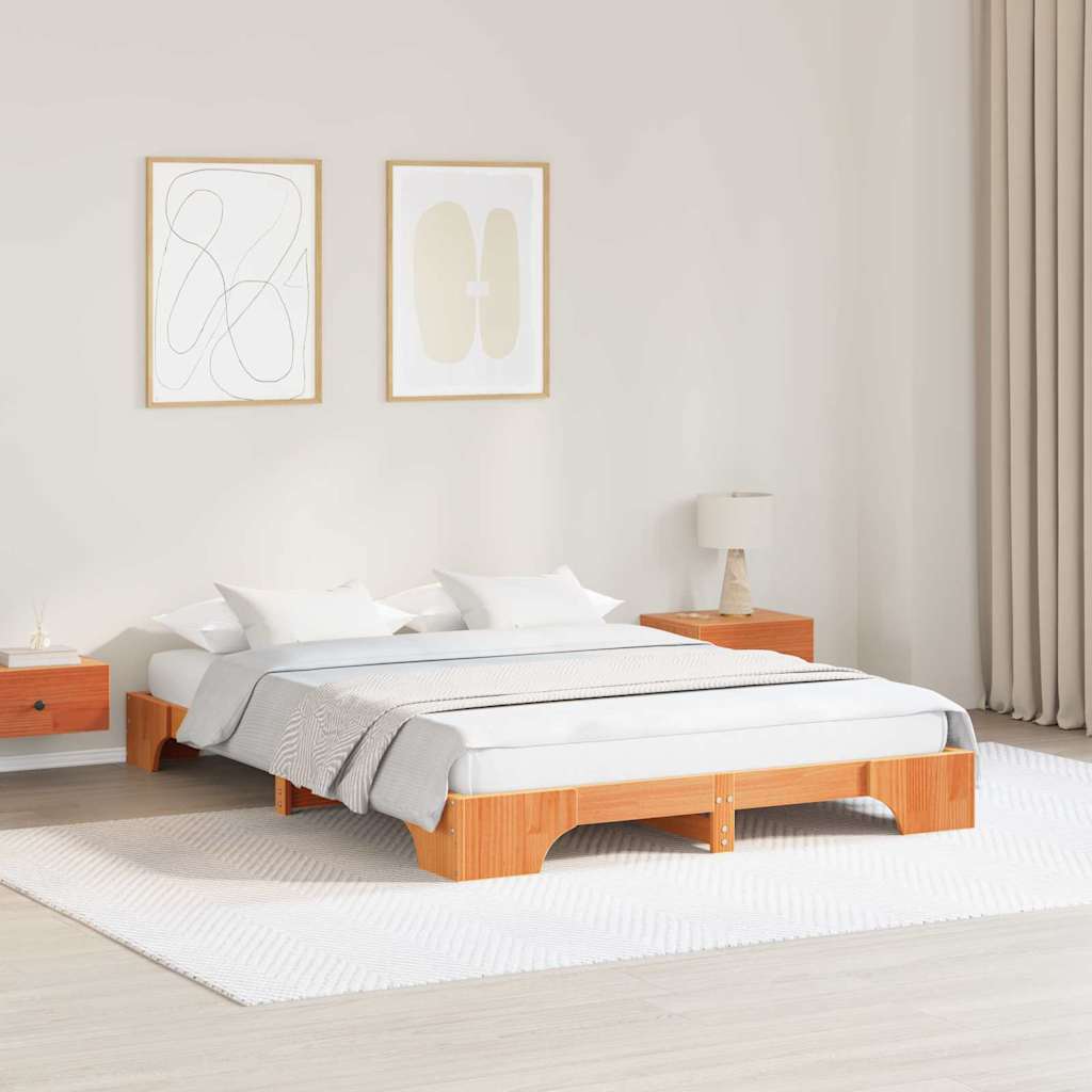 vidaXL Σκελετός Κρεβατιού Κερωτό καφέ 140 x 200 cm