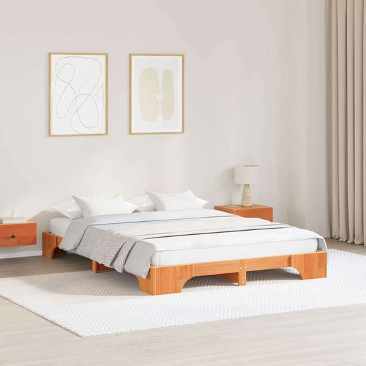 vidaXL Σκελετός Κρεβατιού Κερωτό καφέ 140 x 200 cm