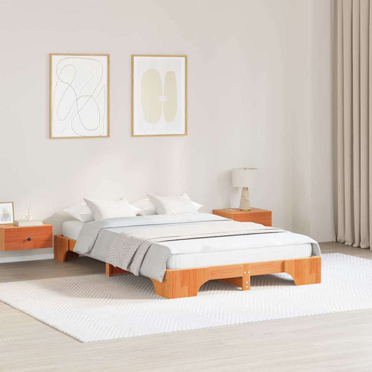vidaXL Σκελετός Κρεβατιού Κερωτό καφέ 140 x 190 cm