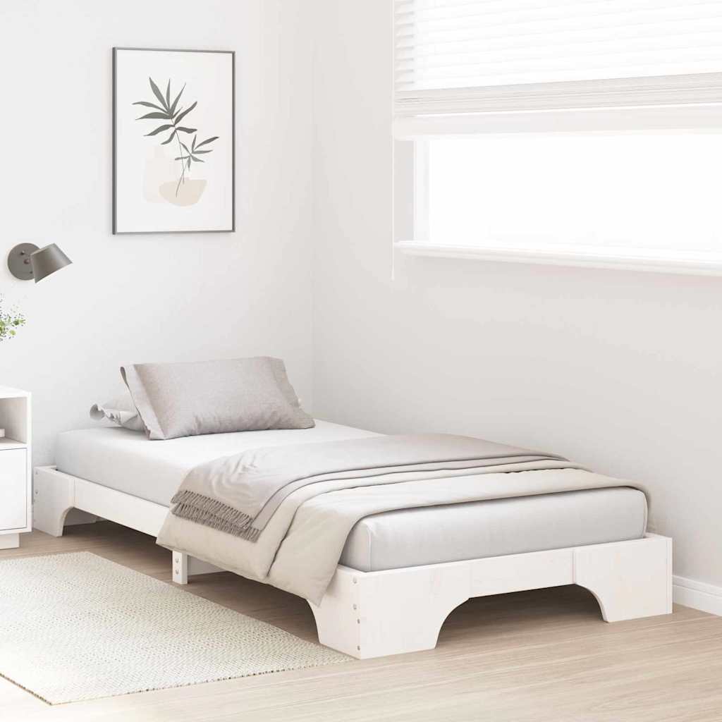 vidaXL Σκελετός Κρεβατιού Λευκό 90 x 200 cm Στερεά ξυλεία πεύκου