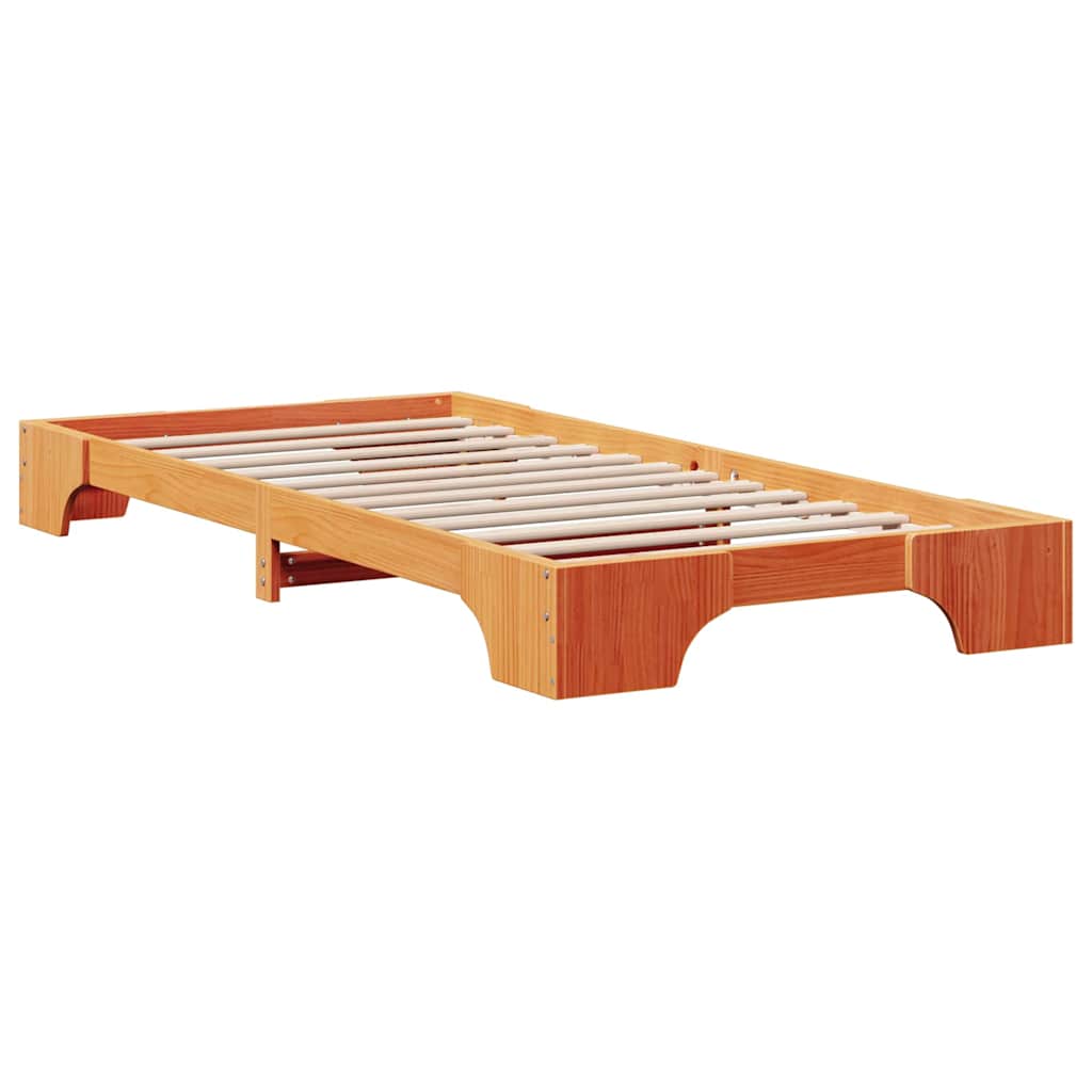 vidaXL Σκελετός Κρεβατιού Κερωτό καφέ 90 x 200 cm Στερεά ξυλεία πεύκου