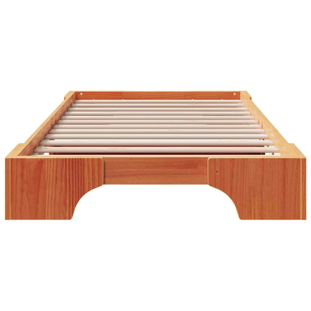 vidaXL Σκελετός Κρεβατιού Κερωτό καφέ 90 x 190 cm Στερεά ξυλεία πεύκου