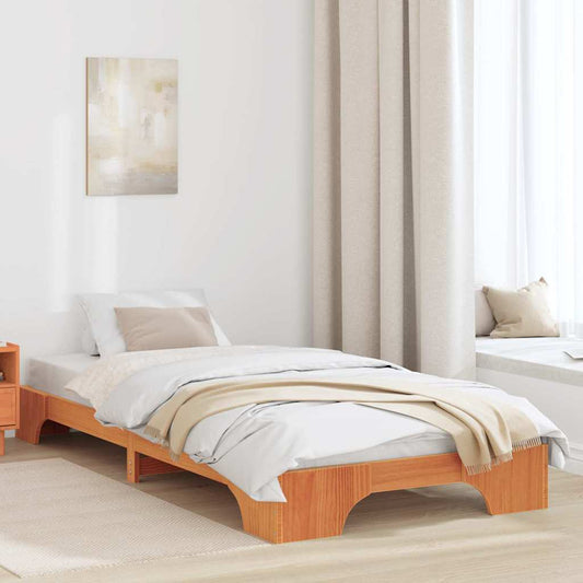 vidaXL Σκελετός Κρεβατιού Κερωτό καφέ 75 x 190 cm Στερεά ξυλεία πεύκου