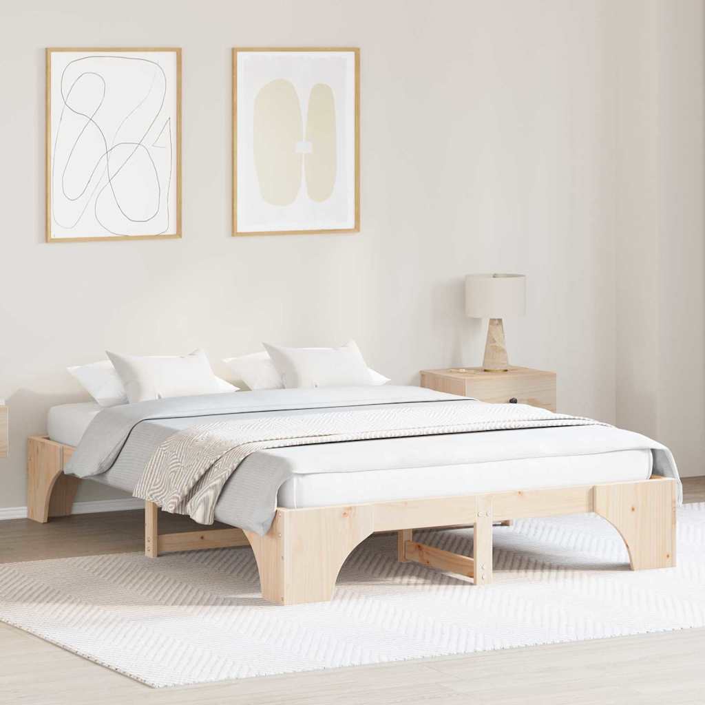 vidaXL Σκελετός Κρεβατιού Φυσικό 160 x 200 cm Στερεά ξυλεία πεύκου