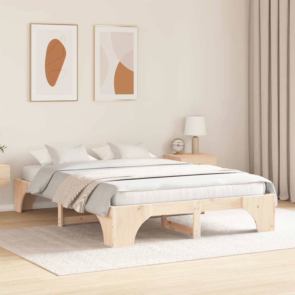 vidaXL Σκελετός Κρεβατιού Φυσικό 160 x 200 cm Στερεά ξυλεία πεύκου