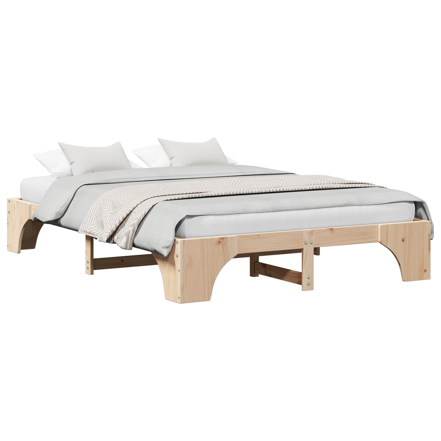 vidaXL Σκελετός Κρεβατιού Φυσικό 160 x 200 cm Στερεά ξυλεία πεύκου