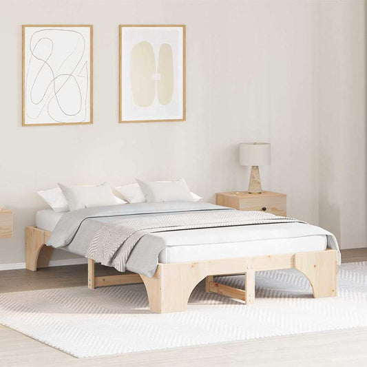 vidaXL Σκελετός Κρεβατιού Φυσικό 135 x 190 cm Στερεά ξυλεία πεύκου