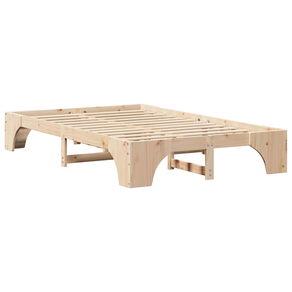 vidaXL Σκελετός Κρεβατιού Φυσικό 135 x 190 cm Στερεά ξυλεία πεύκου