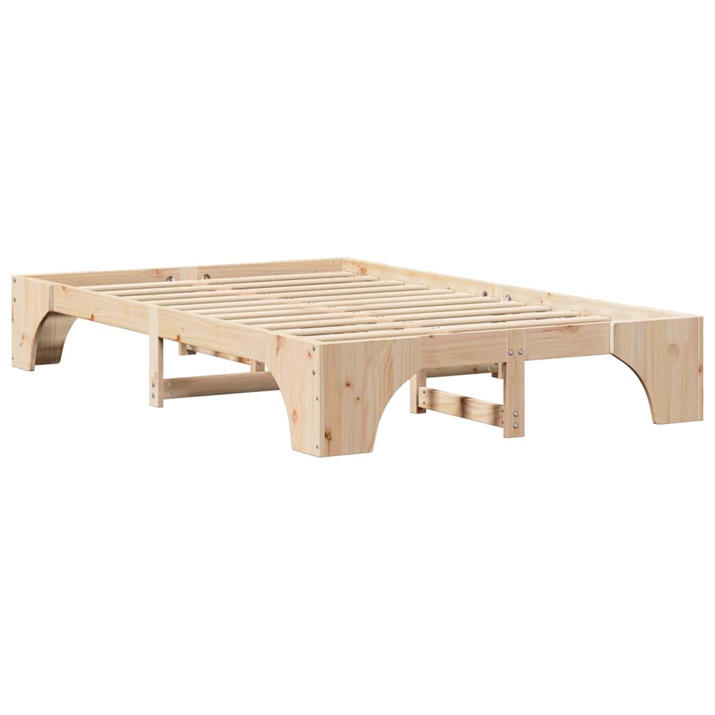 vidaXL Σκελετός Κρεβατιού Φυσικό 135 x 190 cm Στερεά ξυλεία πεύκου