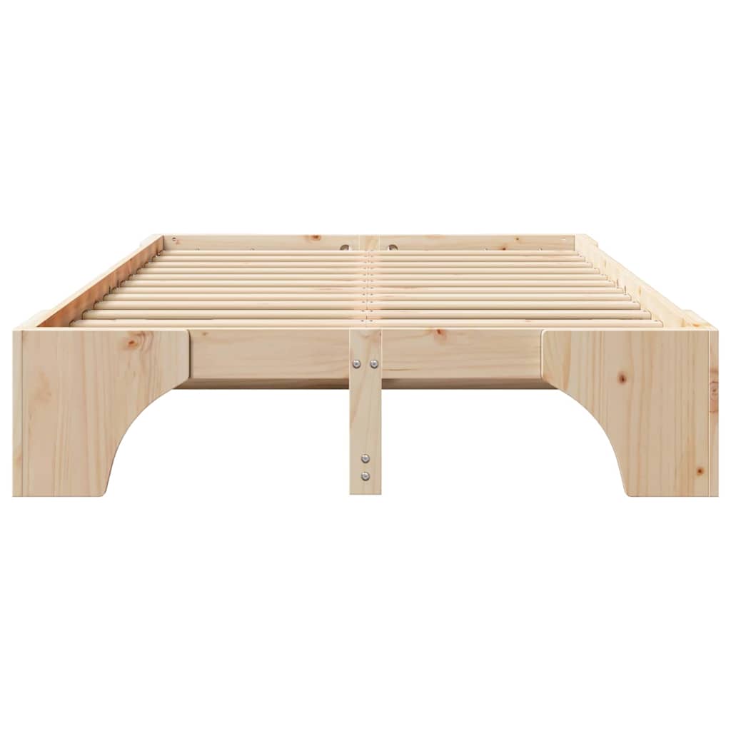 vidaXL Σκελετός Κρεβατιού Φυσικό 135 x 190 cm Στερεά ξυλεία πεύκου