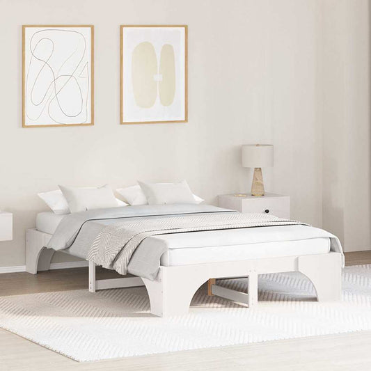 vidaXL Σκελετός Κρεβατιού Λευκό 135 x 190 cm Στερεά ξυλεία πεύκου
