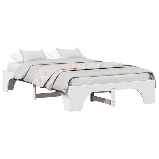 vidaXL Σκελετός Κρεβατιού Λευκό 135 x 190 cm Στερεά ξυλεία πεύκου