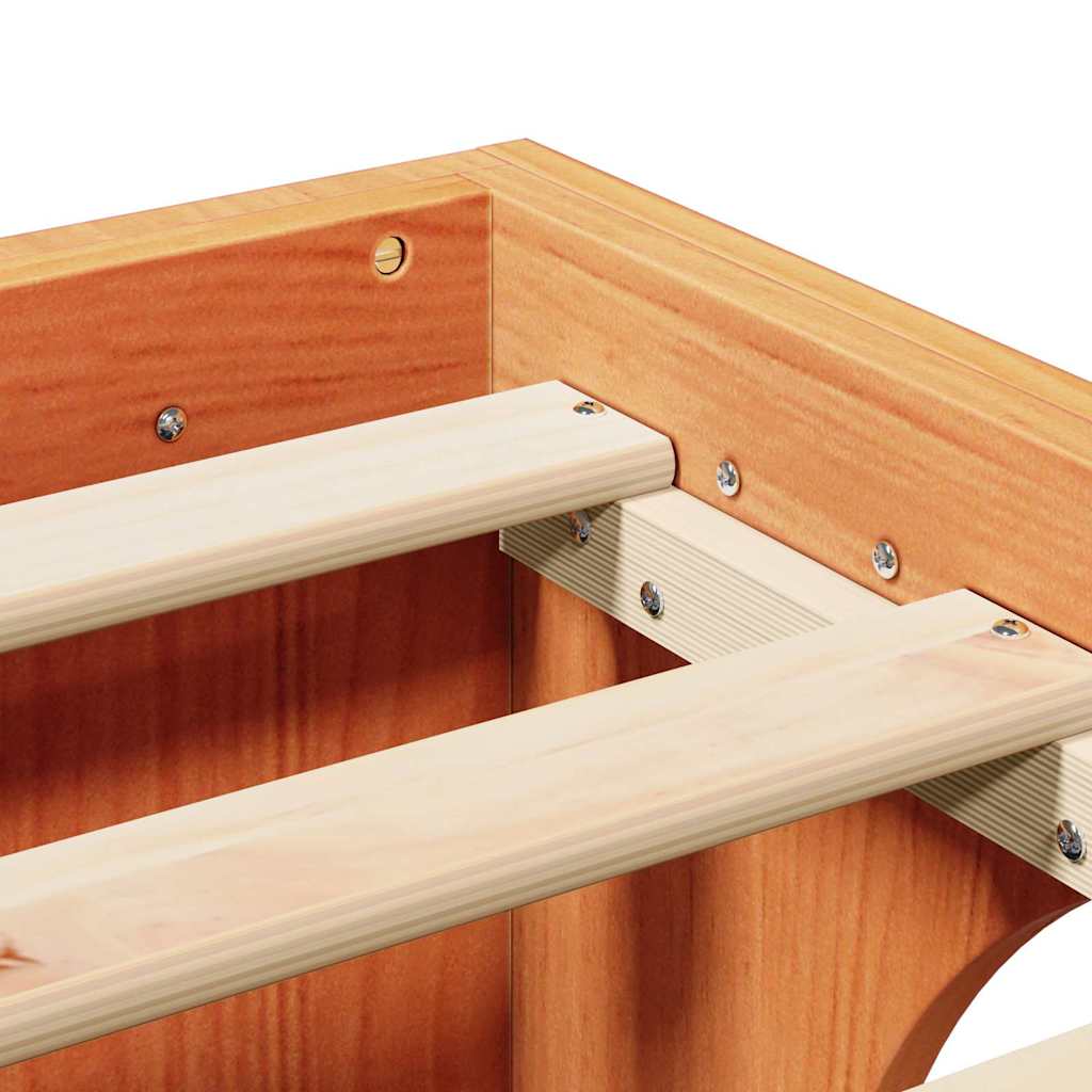 vidaXL Σκελετός Κρεβατιού Κερωτό καφέ 75 x 190 cm Στερεά ξυλεία πεύκου