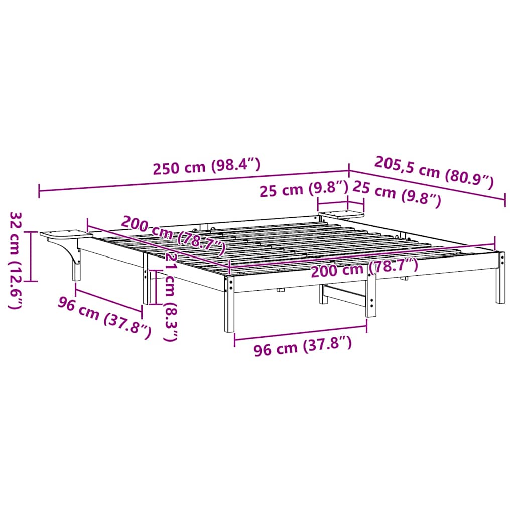 vidaXL Σκελετός Κρεβατιού Κερωτό καφέ 200 x 200 cm