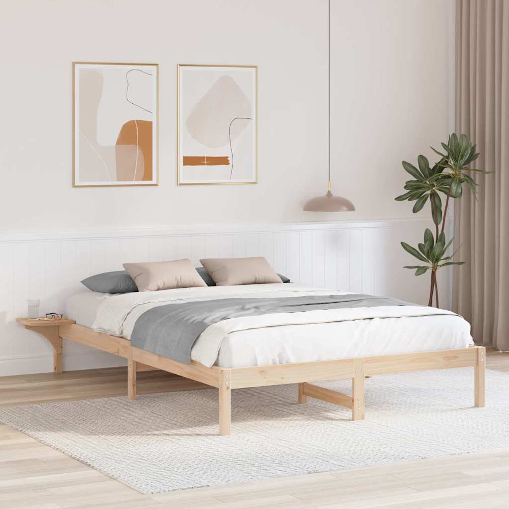vidaXL Σκελετός Κρεβατιού Φυσικό 160 x 200 cm Στερεά ξυλεία πεύκου