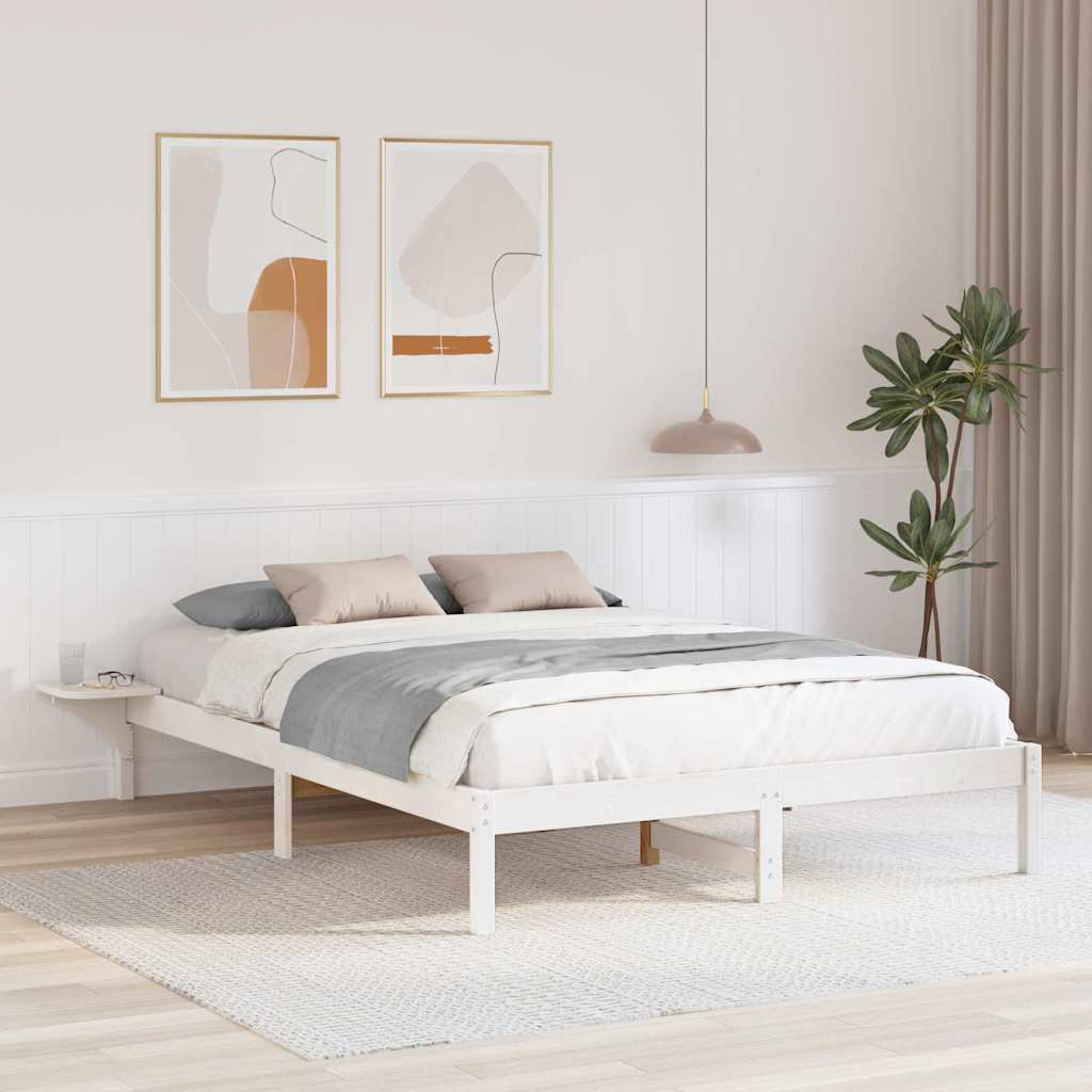 vidaXL Σκελετός Κρεβατιού Λευκό 150 x 200 cm Στερεά ξυλεία πεύκου