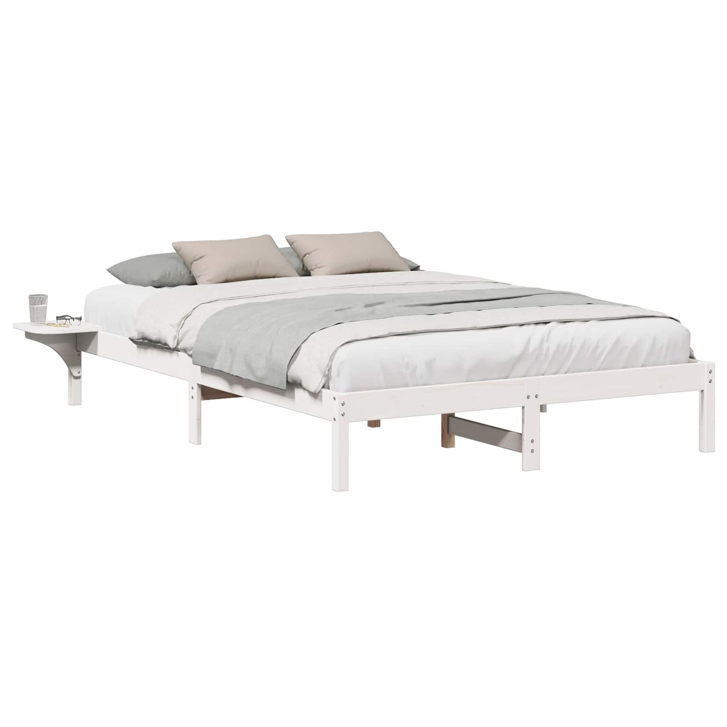 vidaXL Σκελετός Κρεβατιού Λευκό 150 x 200 cm Στερεά ξυλεία πεύκου