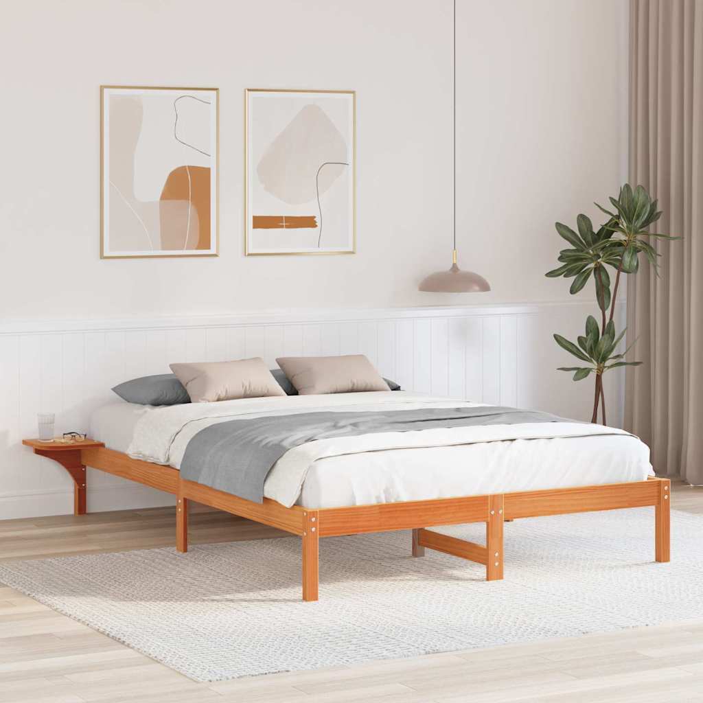 vidaXL Σκελετός Κρεβατιού Κερωτό καφέ 150 x 200 cm