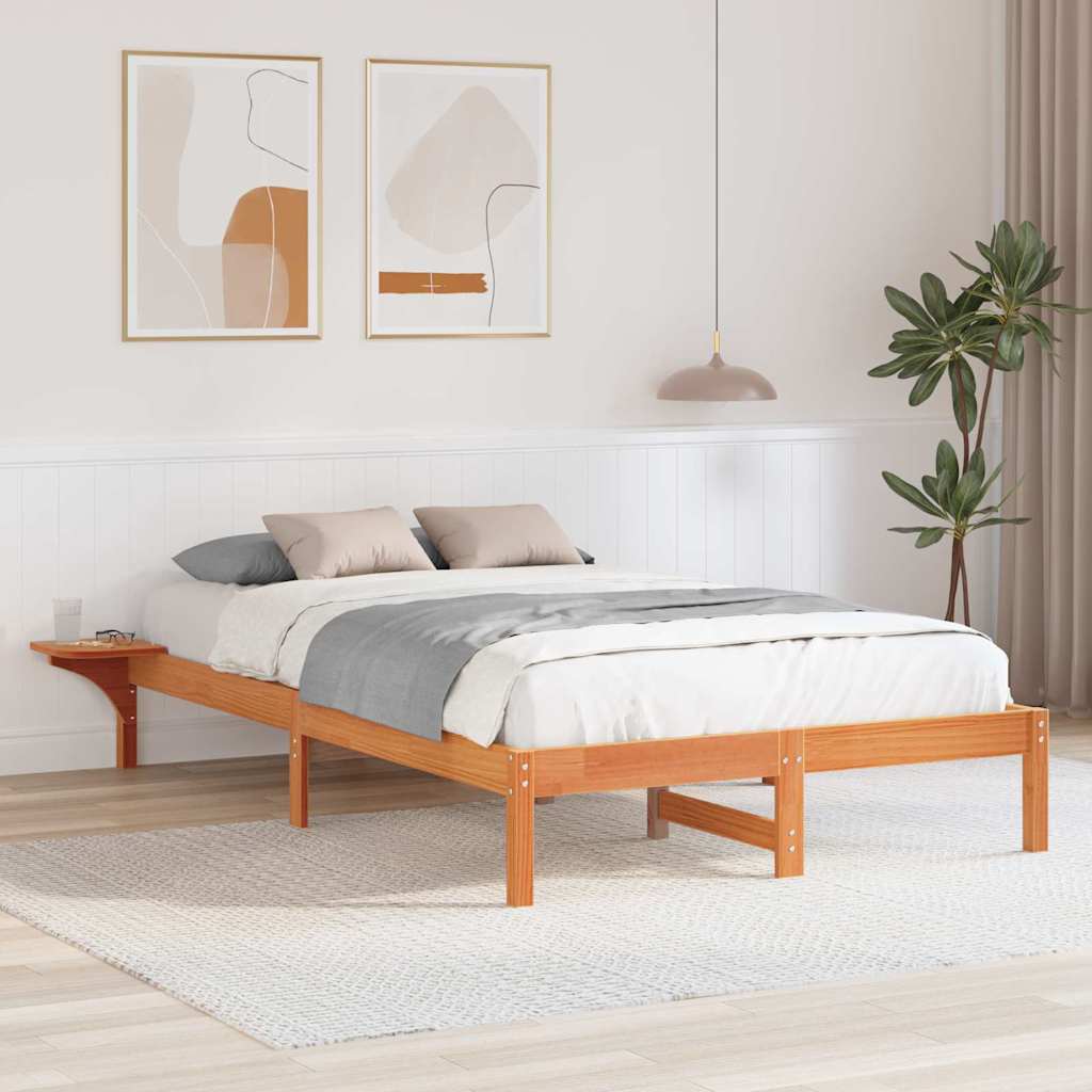 vidaXL Σκελετός Κρεβατιού Κερωτό καφέ 135 x 190 cm