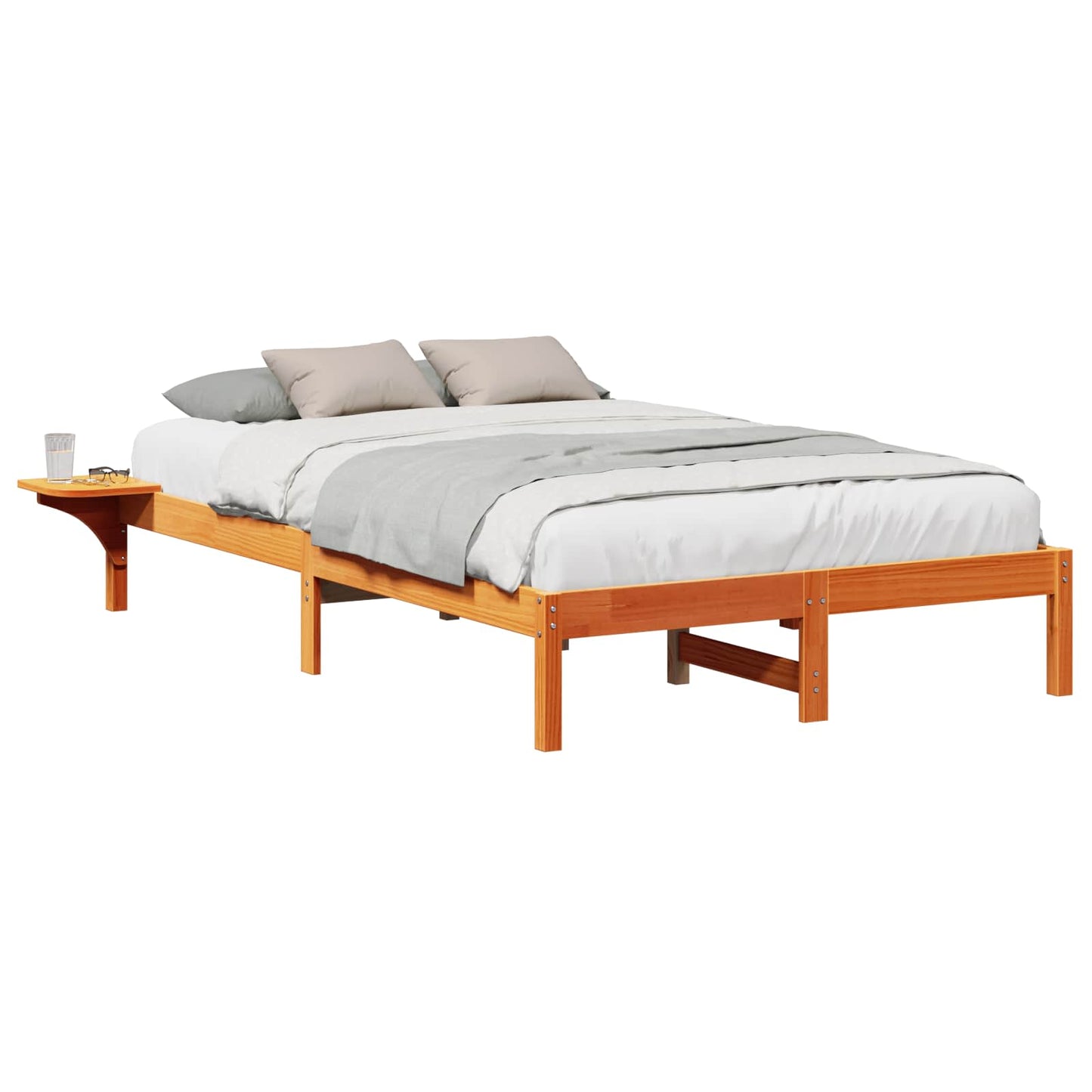 vidaXL Σκελετός Κρεβατιού Κερωτό καφέ 135 x 190 cm