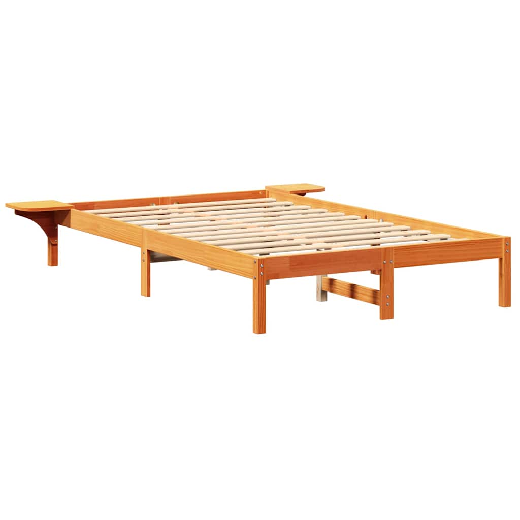 vidaXL Σκελετός Κρεβατιού Κερωτό καφέ 135 x 190 cm