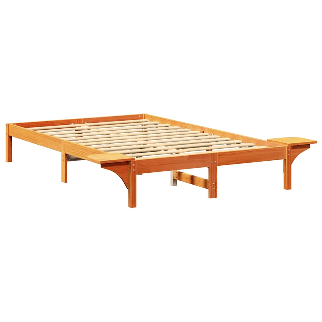 vidaXL Σκελετός Κρεβατιού Κερωτό καφέ 135 x 190 cm