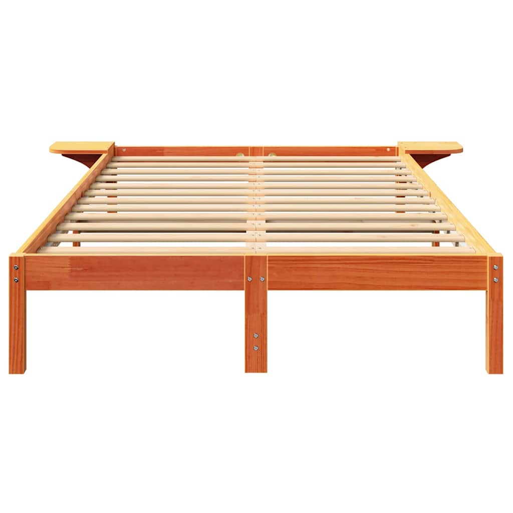 vidaXL Σκελετός Κρεβατιού Κερωτό καφέ 135 x 190 cm