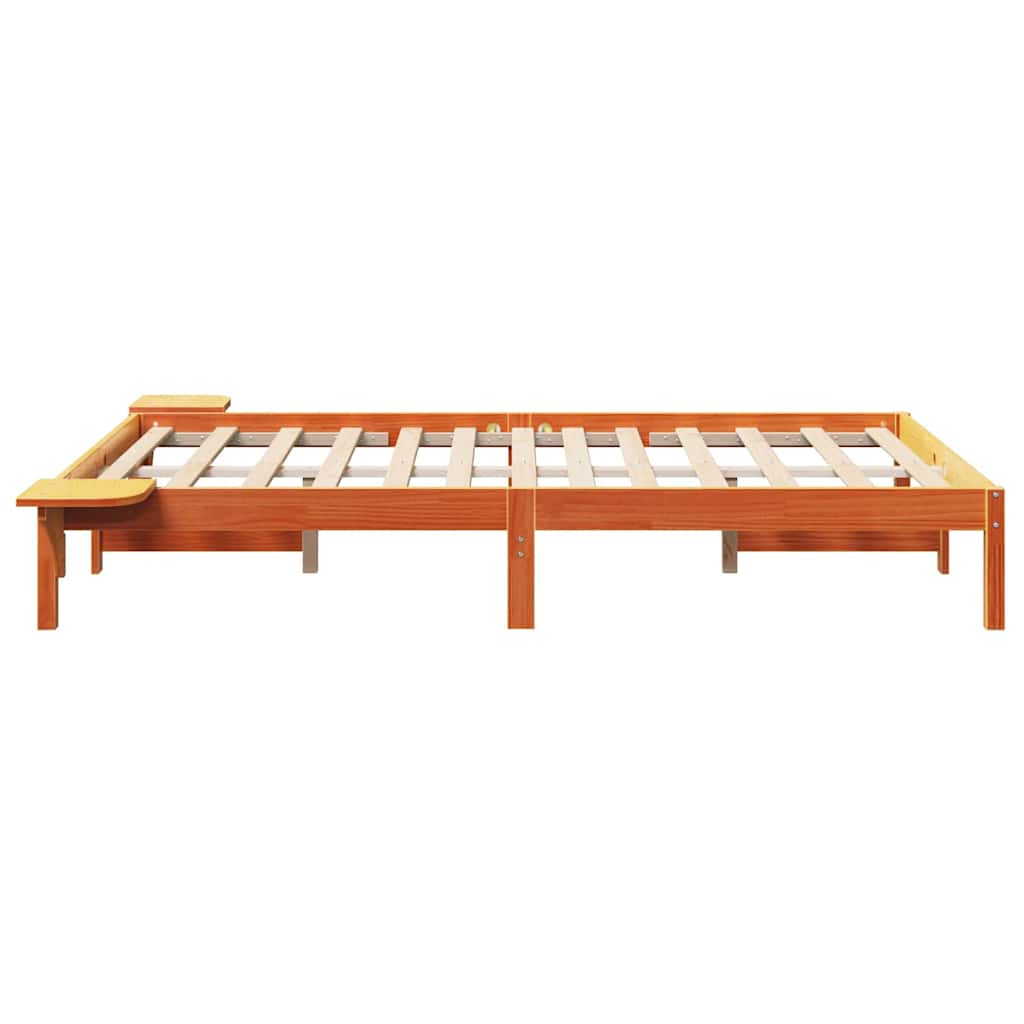vidaXL Σκελετός Κρεβατιού Κερωτό καφέ 135 x 190 cm