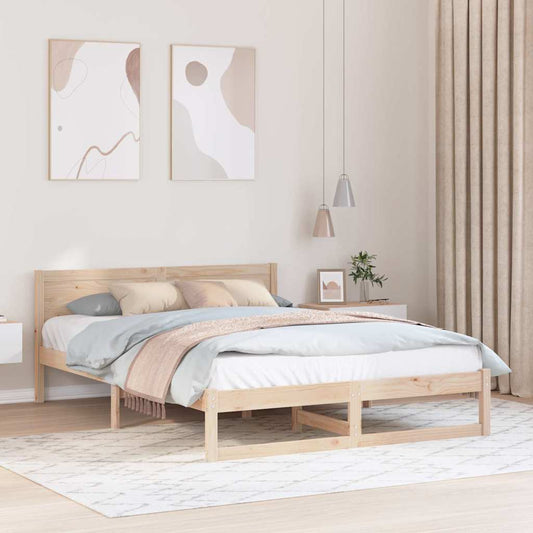 vidaXL Σκελετός Κρεβατιού Φυσικό 160 x 200 cm Στερεά ξυλεία πεύκου