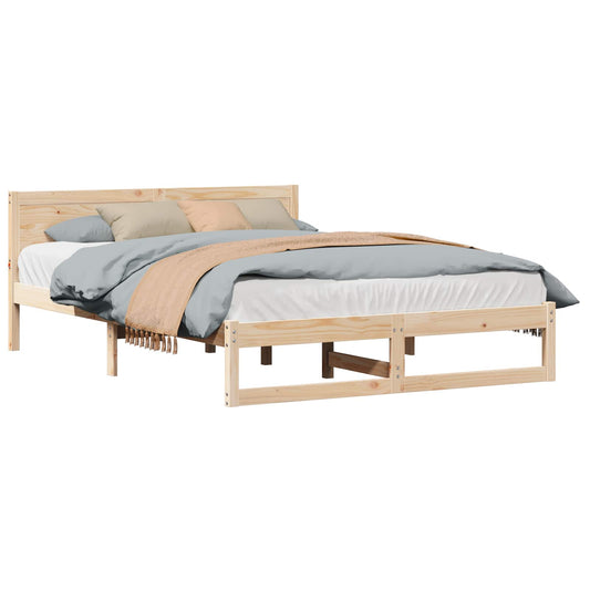 vidaXL Σκελετός Κρεβατιού Φυσικό 160 x 200 cm Στερεά ξυλεία πεύκου