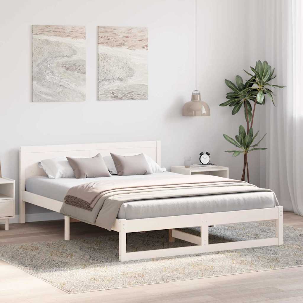 vidaXL Σκελετός Κρεβατιού Λευκό 140 x 200 cm Στερεά ξυλεία πεύκου