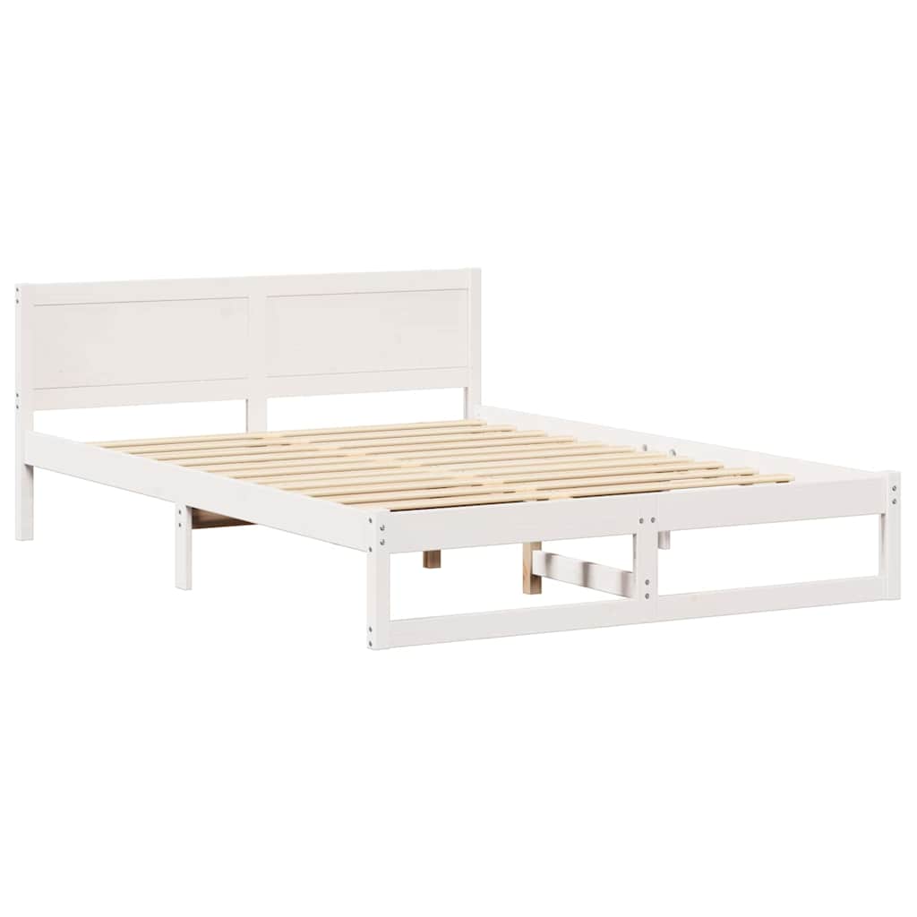 vidaXL Σκελετός Κρεβατιού Λευκό 140 x 200 cm Στερεά ξυλεία πεύκου