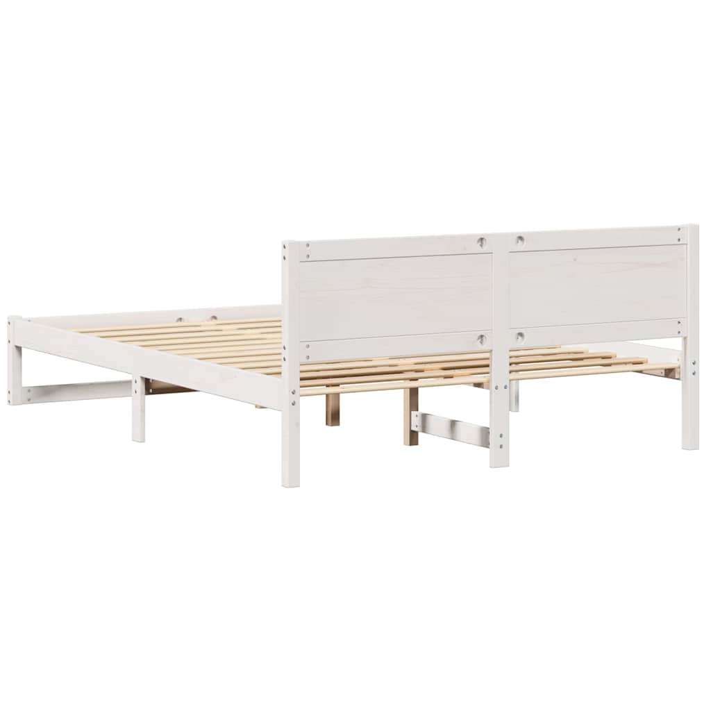 vidaXL Σκελετός Κρεβατιού Λευκό 140 x 200 cm Στερεά ξυλεία πεύκου