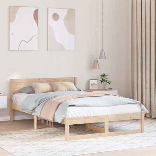 vidaXL Σκελετός Κρεβατιού Φυσικό 140 x 190 cm Στερεά ξυλεία πεύκου