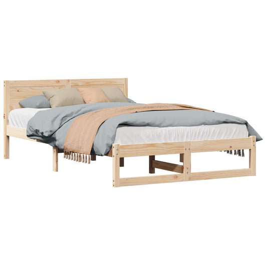 vidaXL Σκελετός Κρεβατιού Φυσικό 135 x 190 cm Στερεά ξυλεία πεύκου