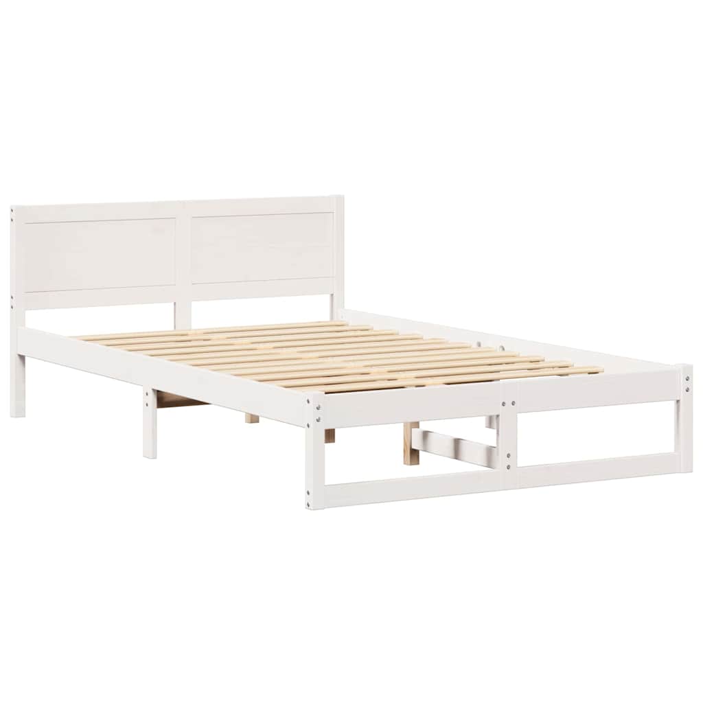 vidaXL Σκελετός Κρεβατιού Λευκό 135 x 190 cm Στερεά ξυλεία πεύκου