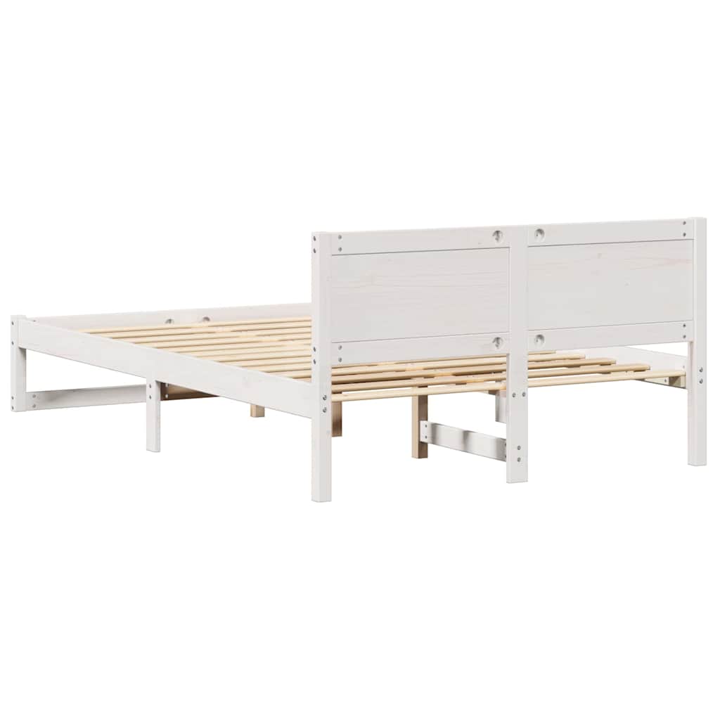 vidaXL Σκελετός Κρεβατιού Λευκό 135 x 190 cm Στερεά ξυλεία πεύκου