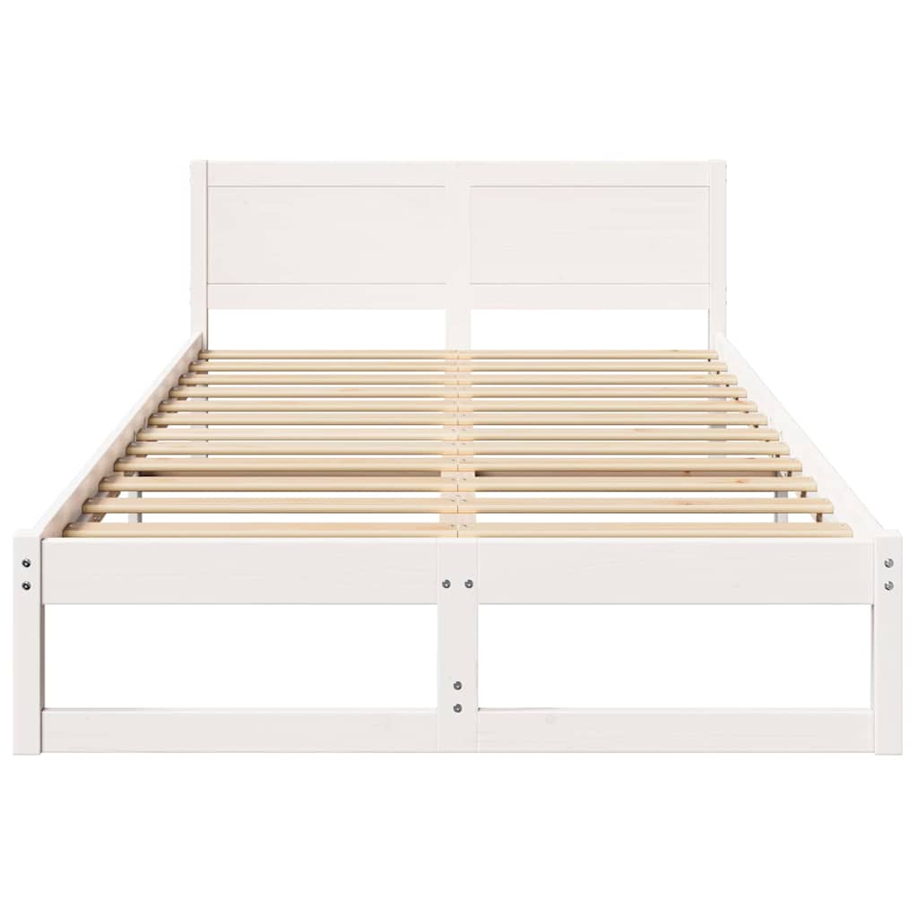 vidaXL Σκελετός Κρεβατιού Λευκό 135 x 190 cm Στερεά ξυλεία πεύκου