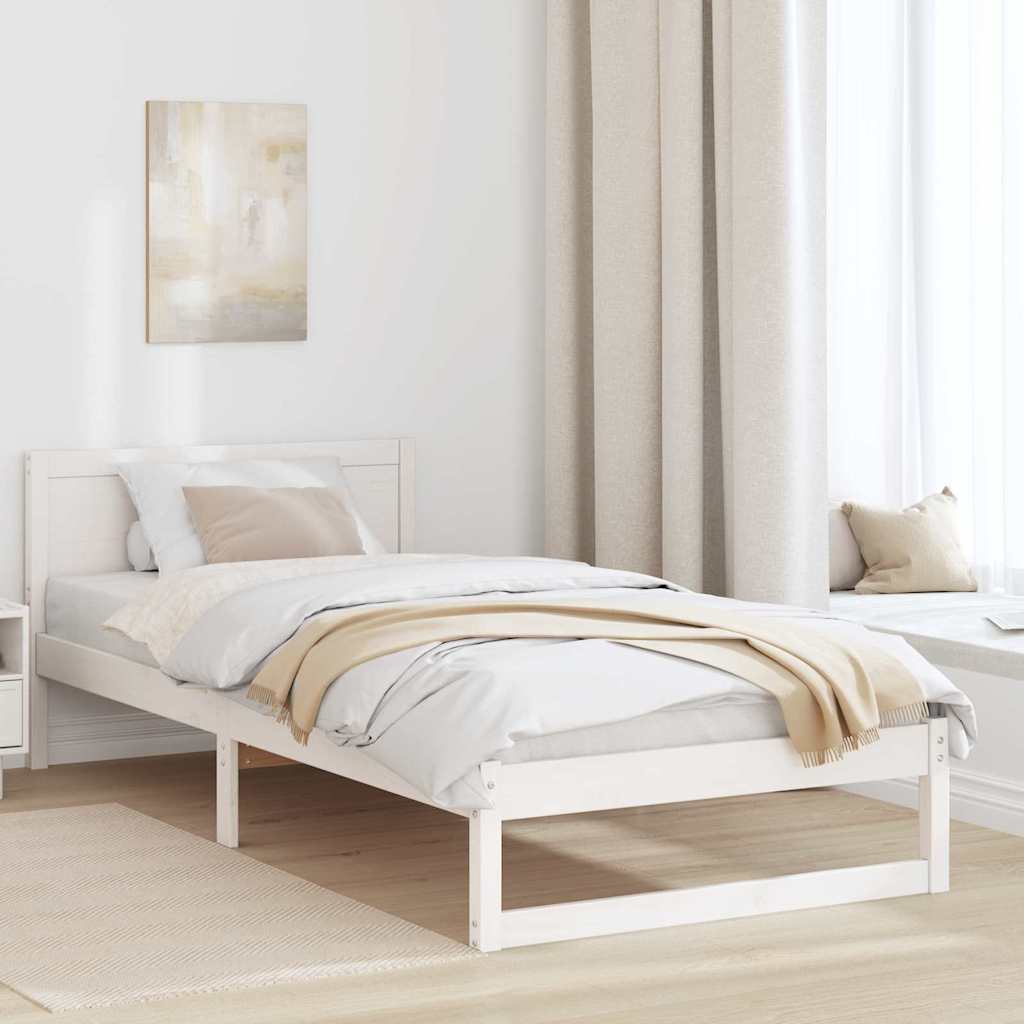 vidaXL Σκελετός Κρεβατιού Λευκό 90 x 200 cm Στερεά ξυλεία πεύκου