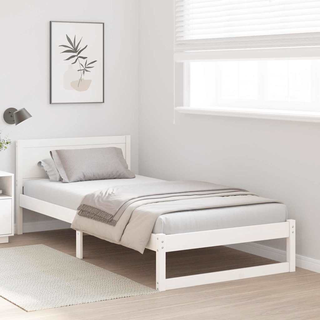 vidaXL Σκελετός Κρεβατιού Λευκό 90 x 200 cm Στερεά ξυλεία πεύκου
