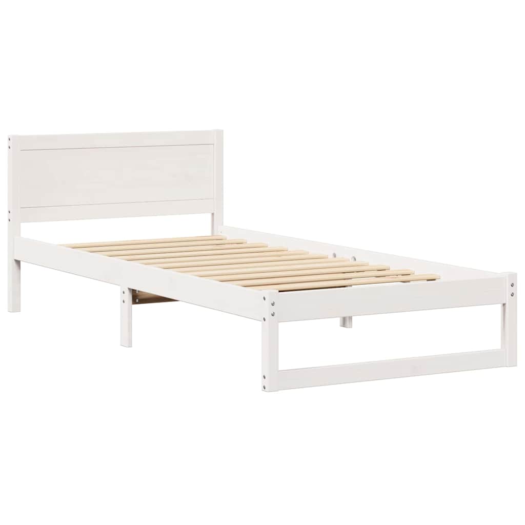 vidaXL Σκελετός Κρεβατιού Λευκό 90 x 200 cm Στερεά ξυλεία πεύκου