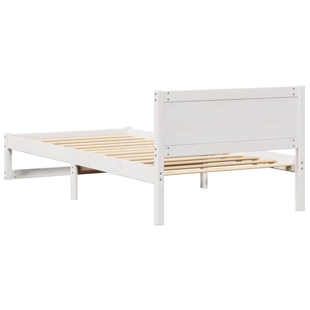 vidaXL Σκελετός Κρεβατιού Λευκό 90 x 200 cm Στερεά ξυλεία πεύκου